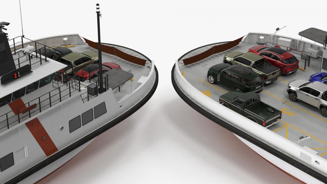 Ferry Ship with Vehicles 3D model