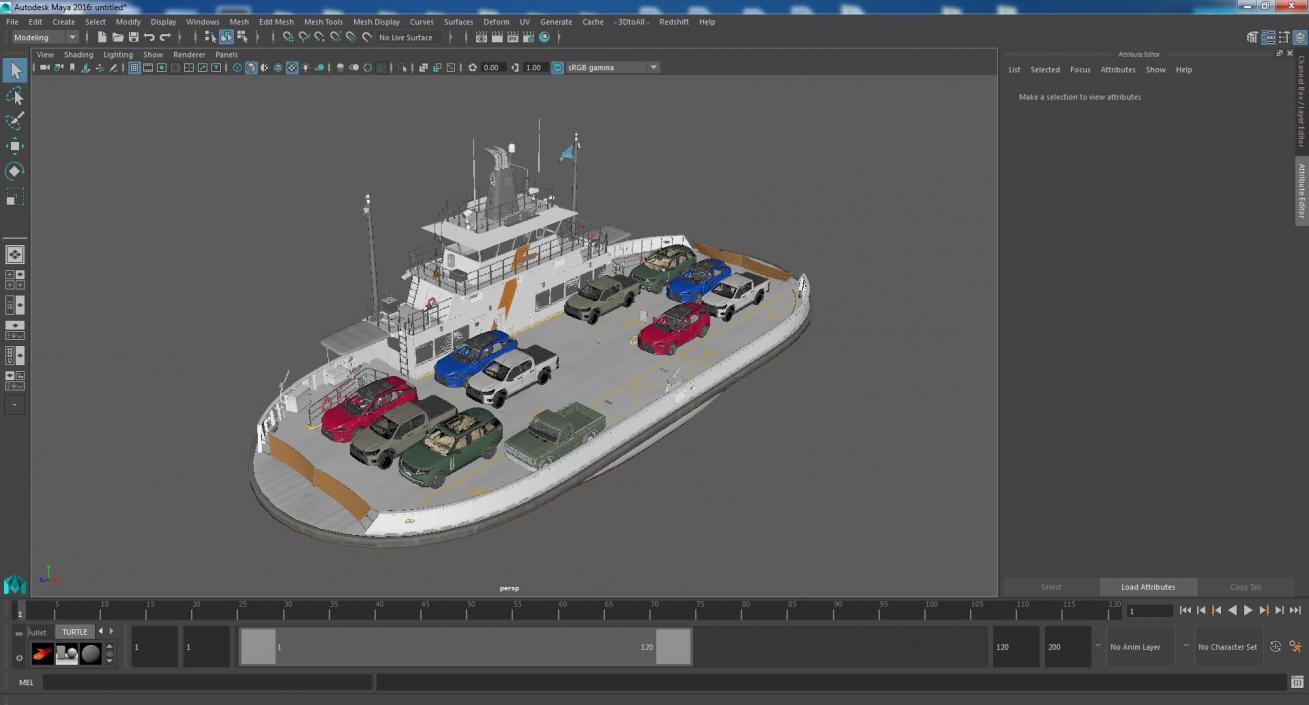 Ferry Ship with Vehicles 3D model