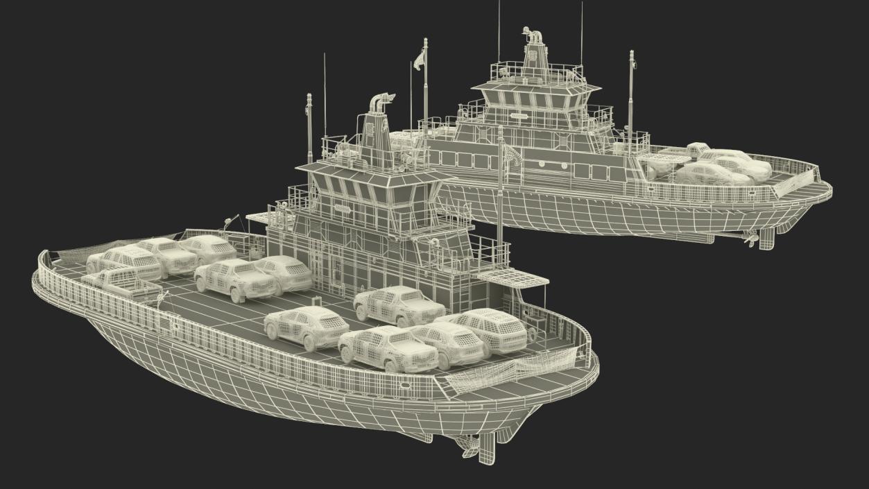 Ferry Ship with Vehicles 3D model