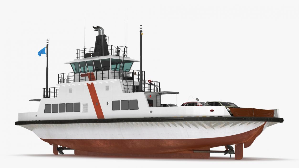 Ferry Ship with Vehicles 3D model