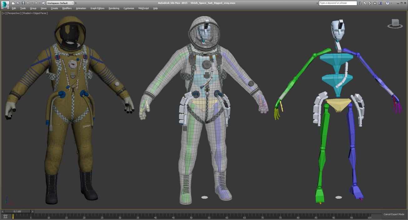 Strizh Space Suit Rigged 3D model