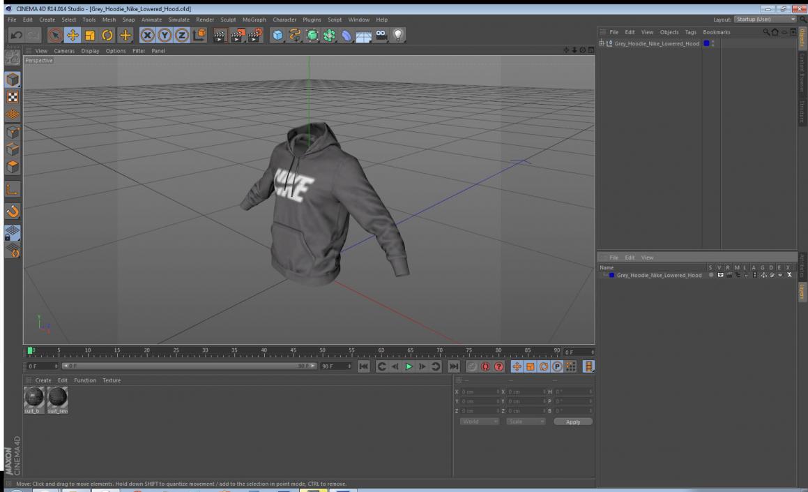 Grey Hoodie Nike Lowered Hood 3D model