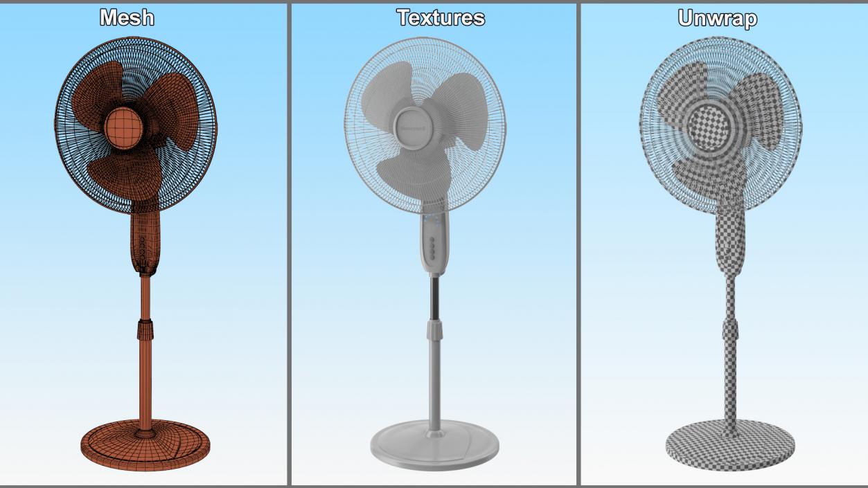 3D Pedestal Honeywell Fan White model