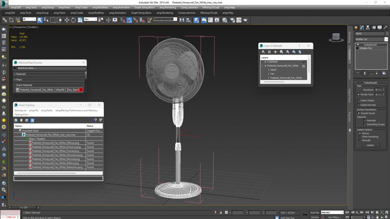 3D Pedestal Honeywell Fan White model