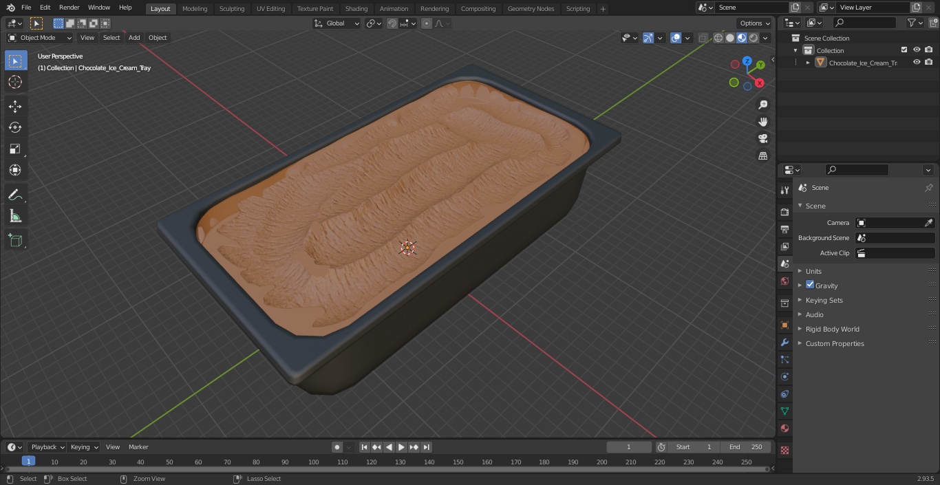 Chocolate Ice Cream Tray 3D model