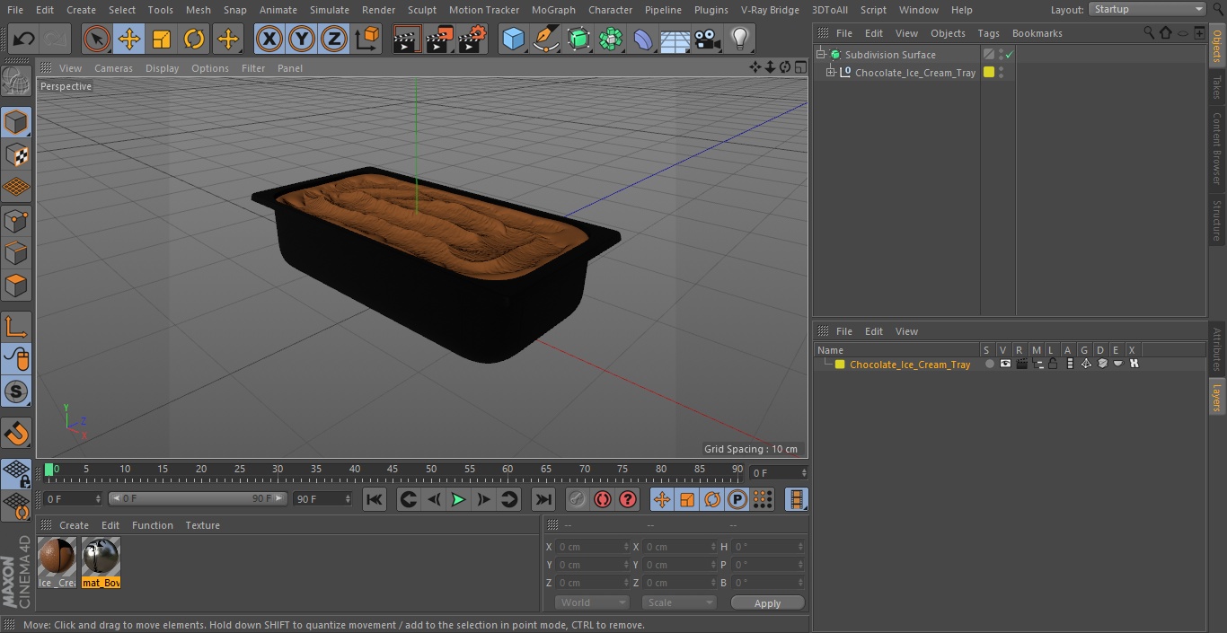 Chocolate Ice Cream Tray 3D model