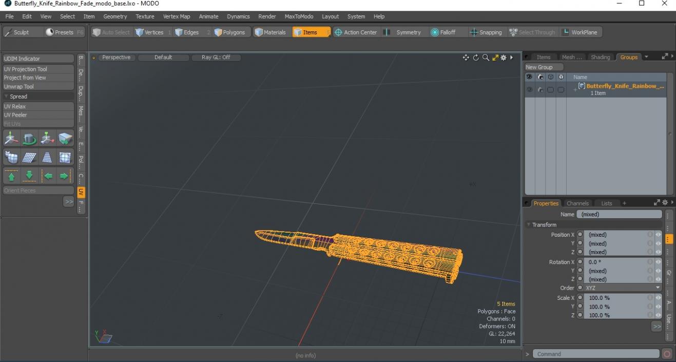 3D Butterfly Knife Rainbow Fade model