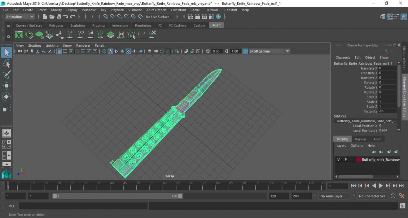 3D Butterfly Knife Rainbow Fade model