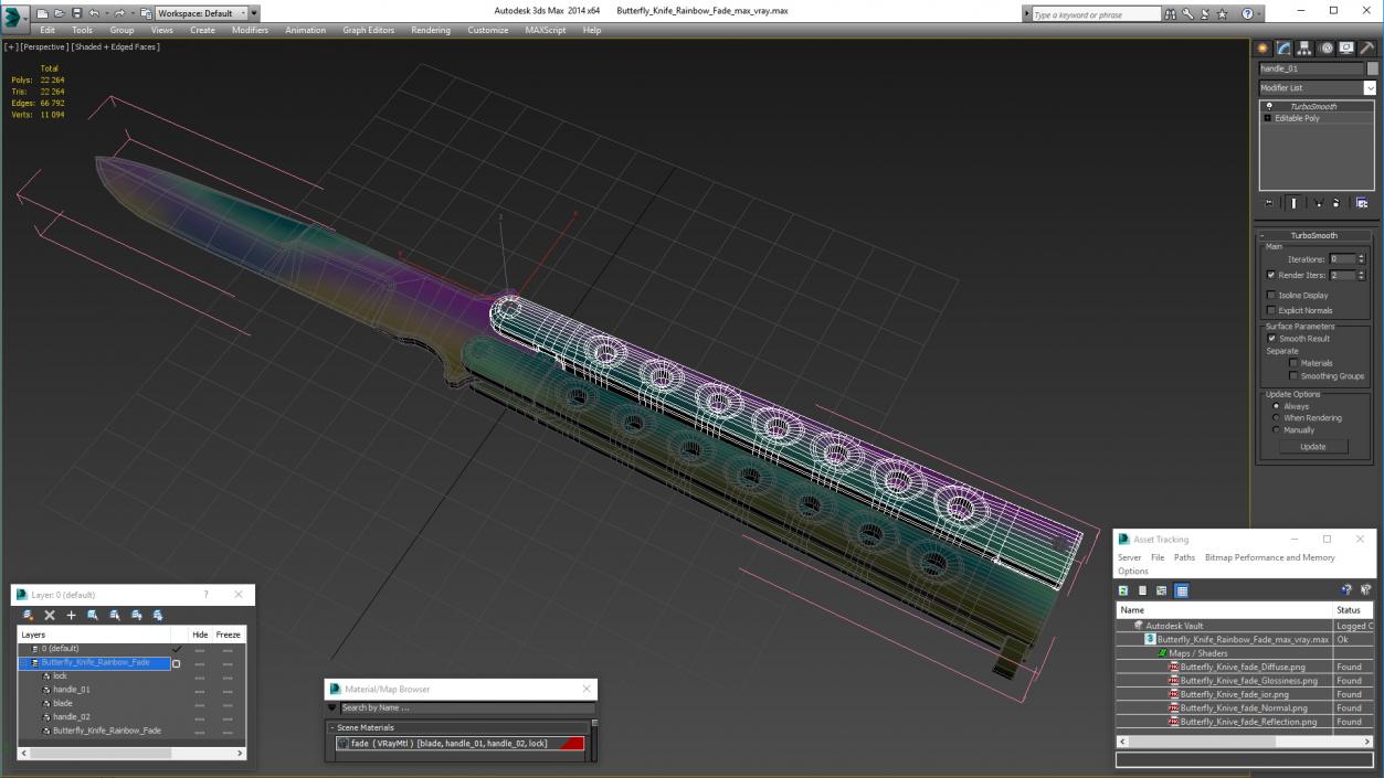 3D Butterfly Knife Rainbow Fade model