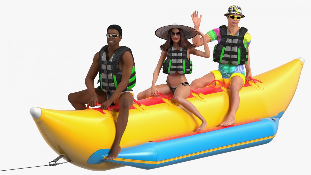 Boat Towed Banana Boat With People 3D model