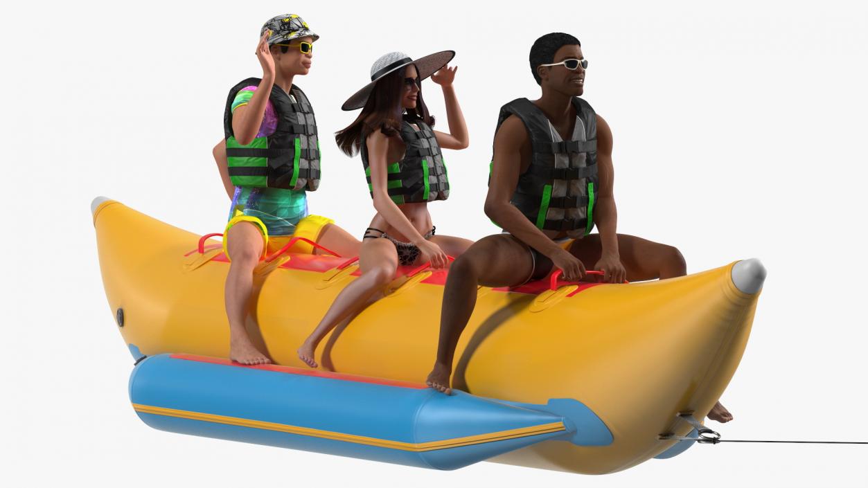 Boat Towed Banana Boat With People 3D model