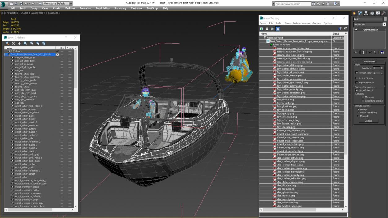 Boat Towed Banana Boat With People 3D model