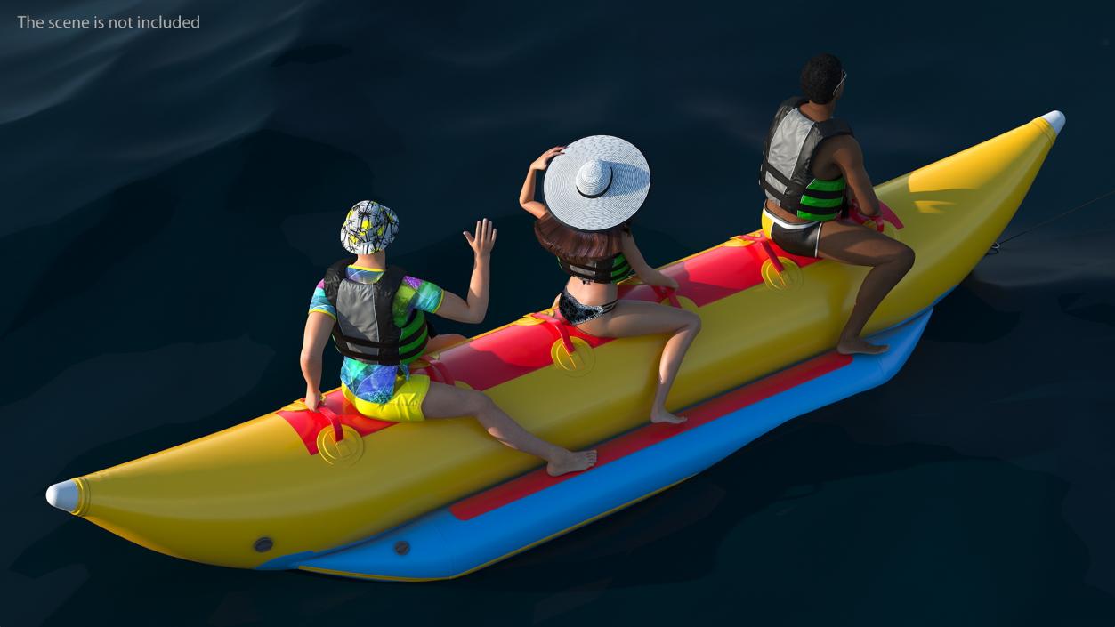 Boat Towed Banana Boat With People 3D model