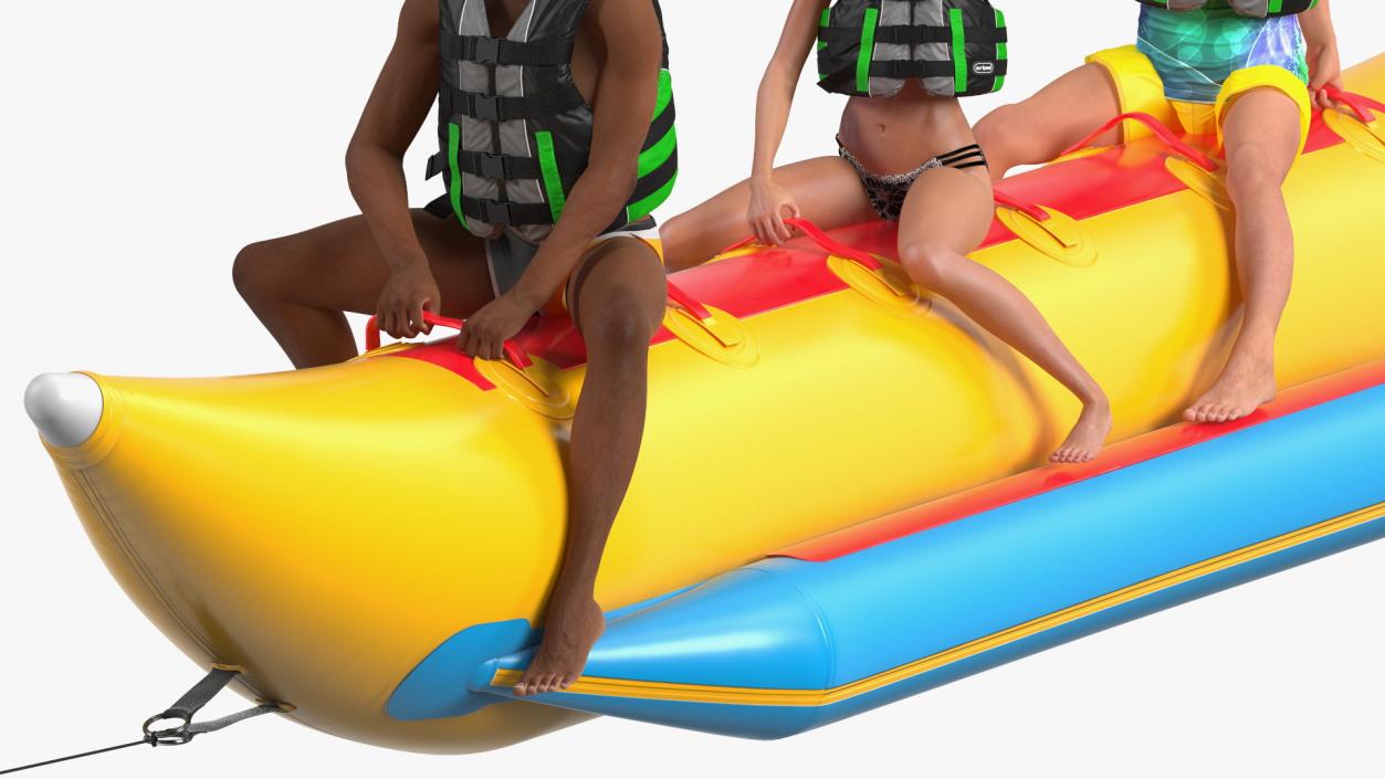 Boat Towed Banana Boat With People 3D model