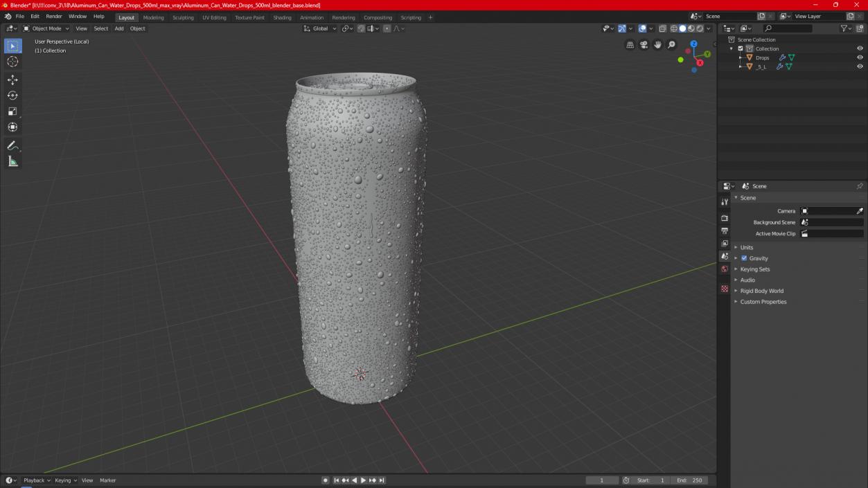 3D model Aluminum Can Water Drops 500ml