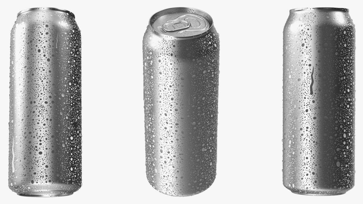 3D model Aluminum Can Water Drops 500ml