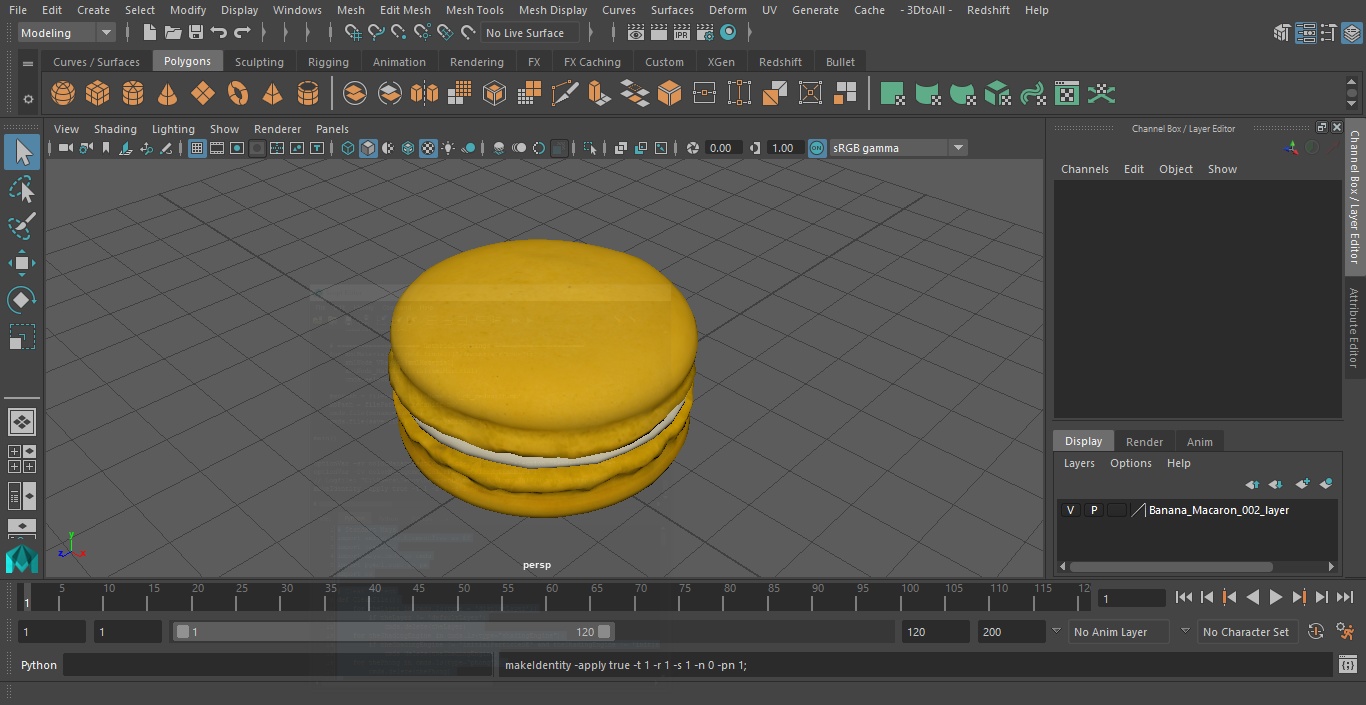 Banana Macaron 3D model