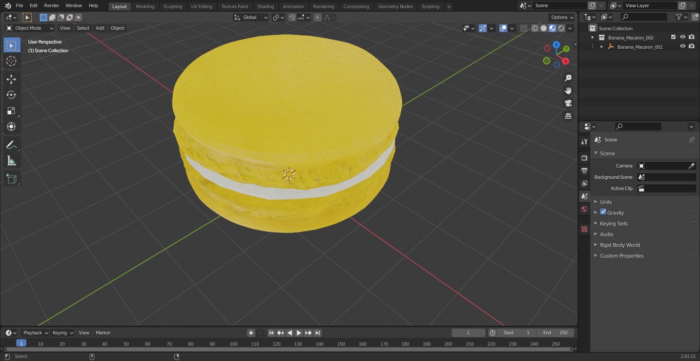 Banana Macaron 3D model