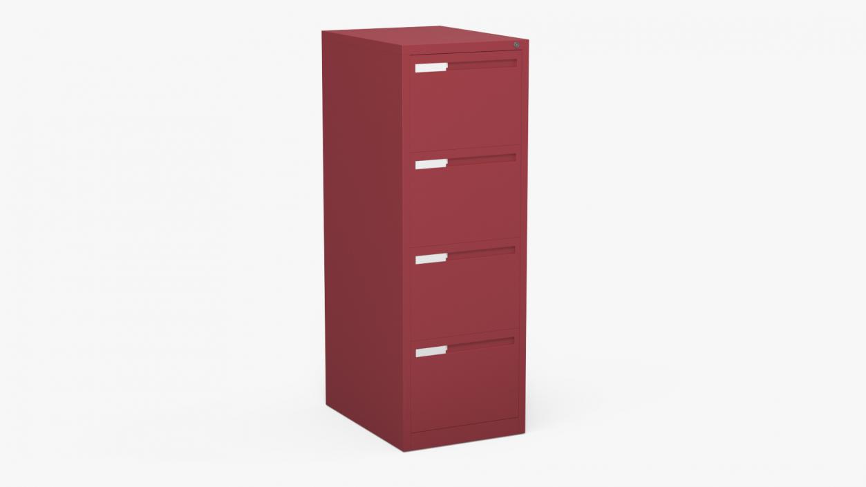 Filing Cabinet 4 Drawer Red 3D