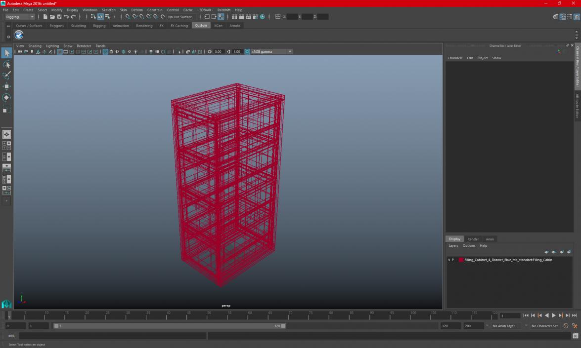 Filing Cabinet 4 Drawer Red 3D