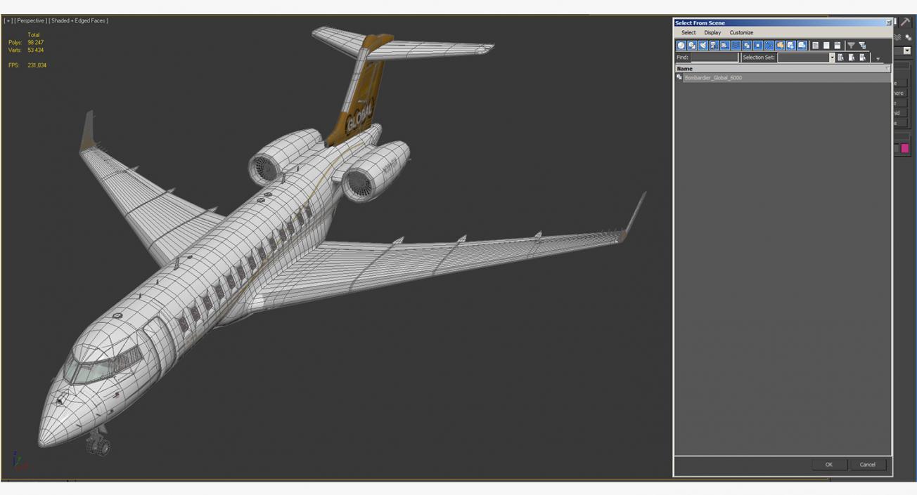 Bombardier Global 6000 Rigged 3D model