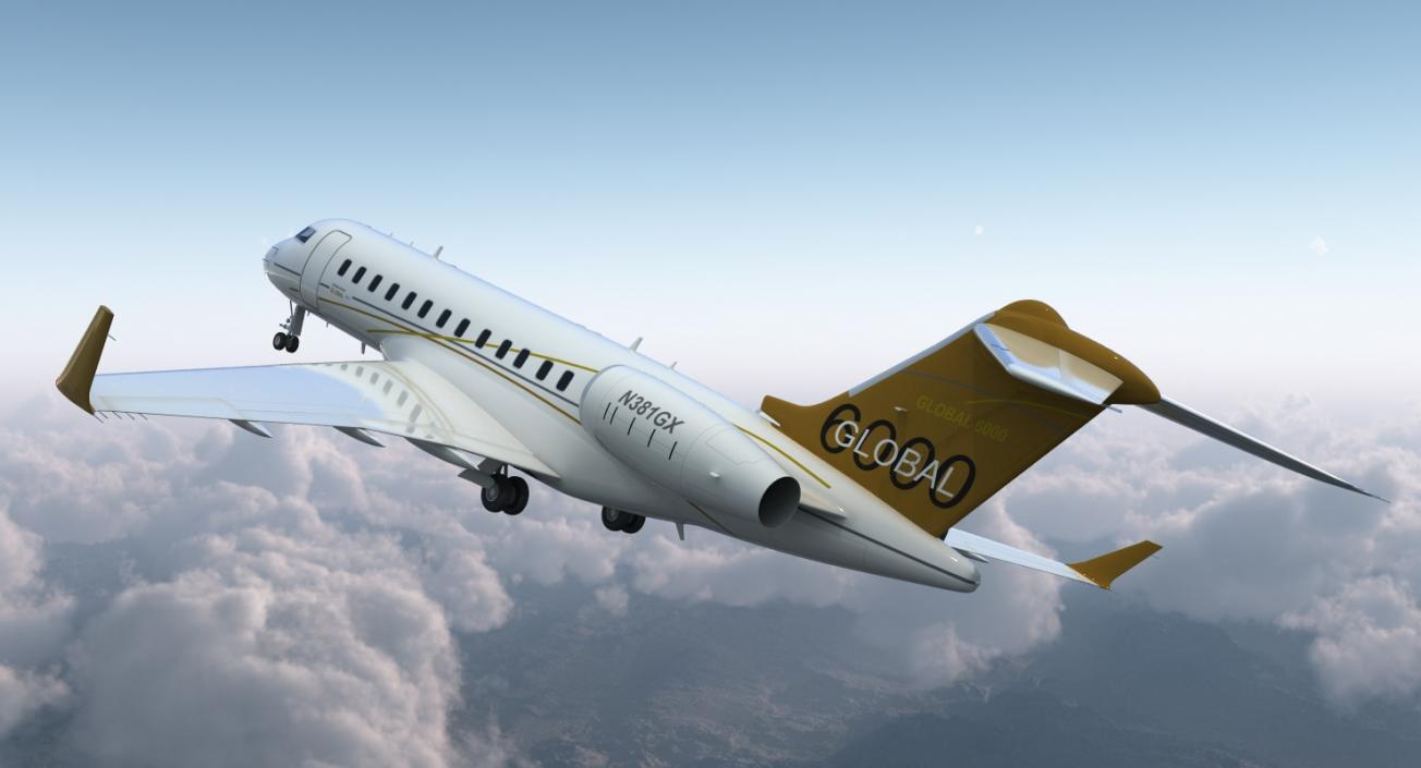 Bombardier Global 6000 Rigged 3D model