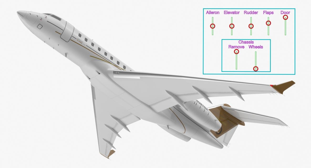 Bombardier Global 6000 Rigged 3D model