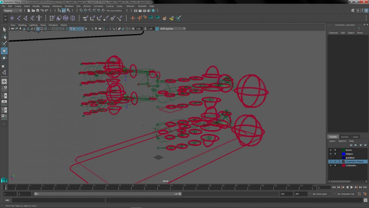 3D Sci Fi Flying Loader Rigged for Maya