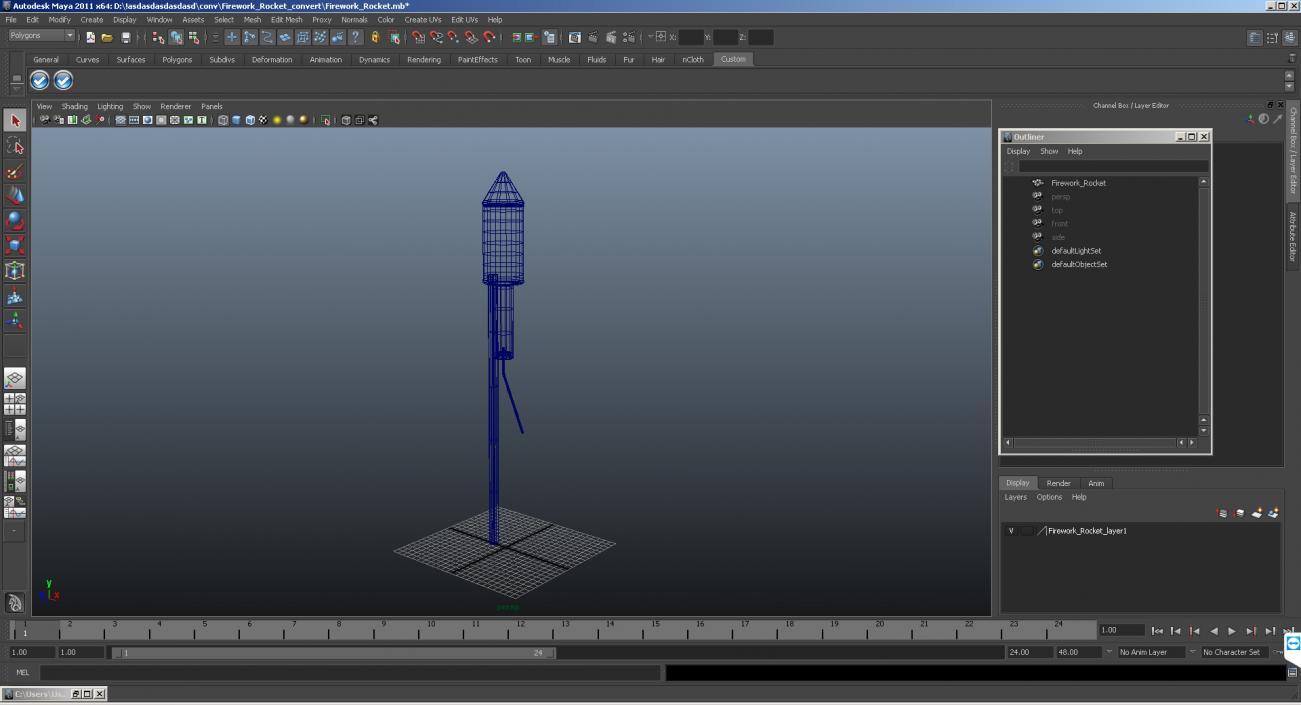 3D model Firework Rocket Blue