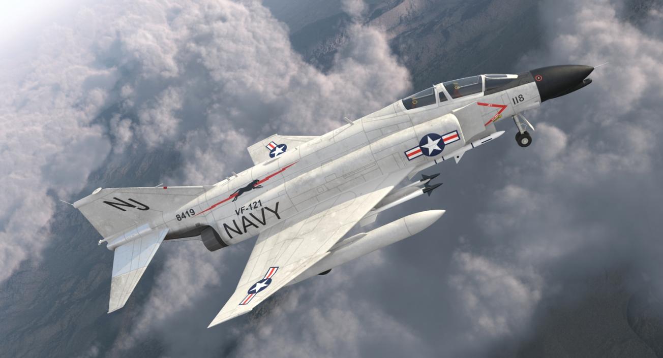 F-4 Phantom II US Navy Rigged 3D model