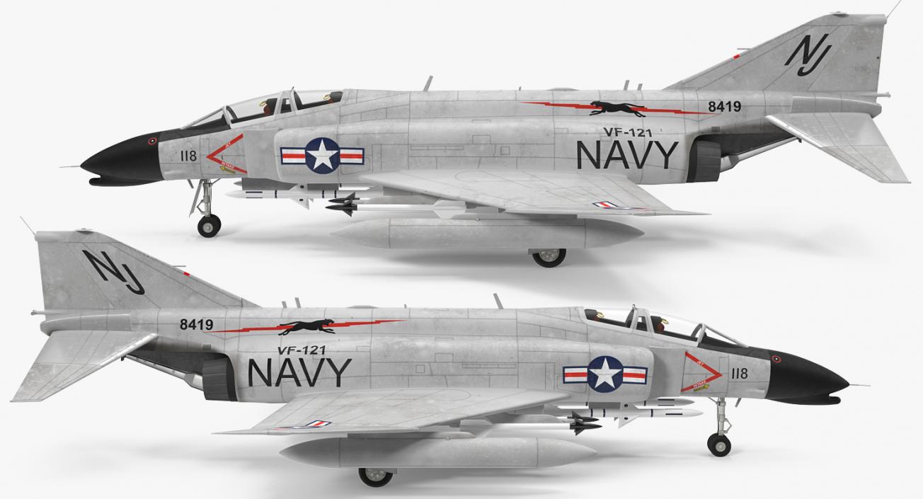 F-4 Phantom II US Navy Rigged 3D model