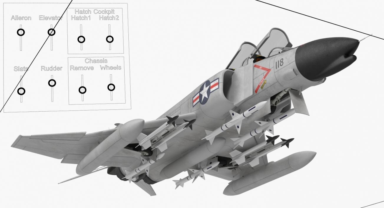 F-4 Phantom II US Navy Rigged 3D model