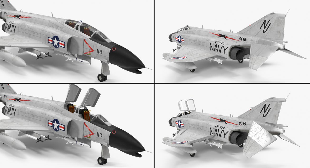 F-4 Phantom II US Navy Rigged 3D model