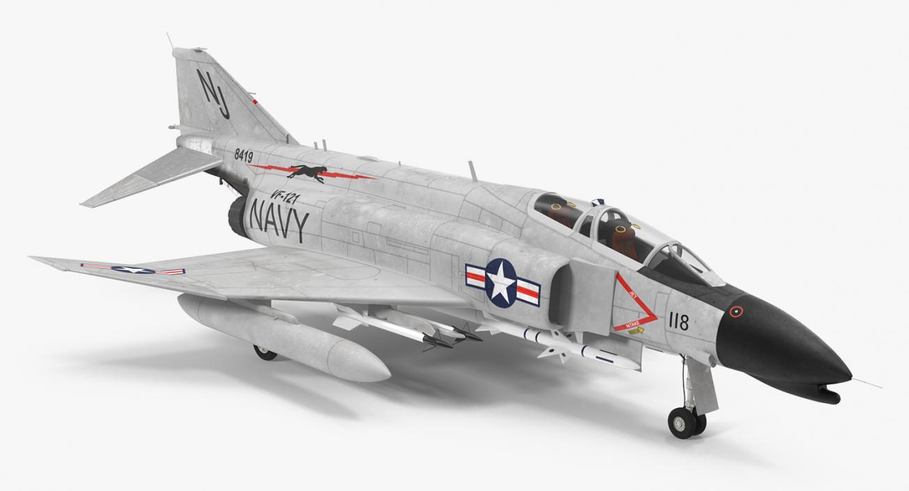 F-4 Phantom II US Navy Rigged 3D model