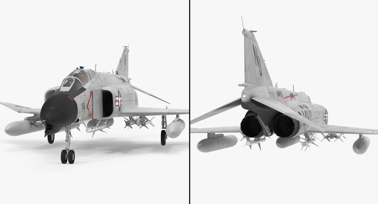 F-4 Phantom II US Navy Rigged 3D model