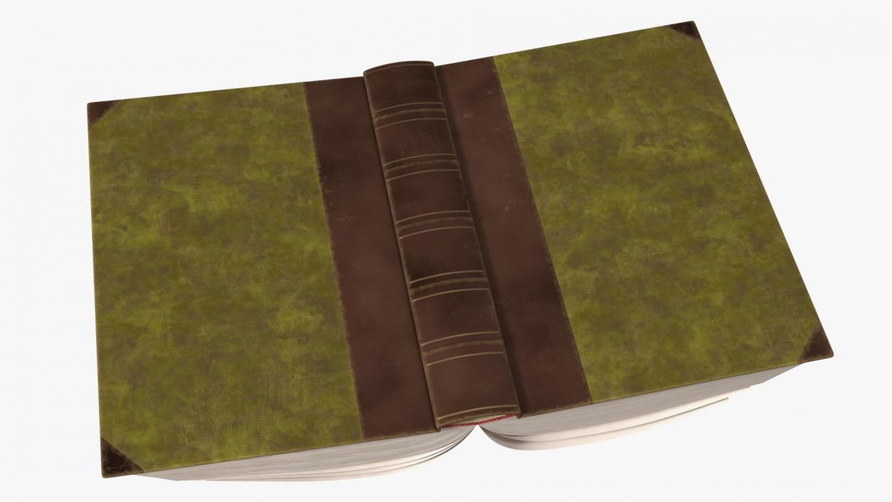 3D model Open Hardback Book Elven Text Green