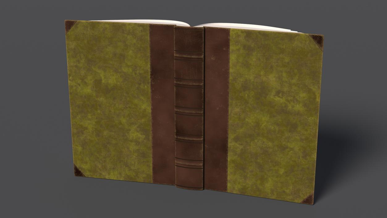 3D model Open Hardback Book Elven Text Green