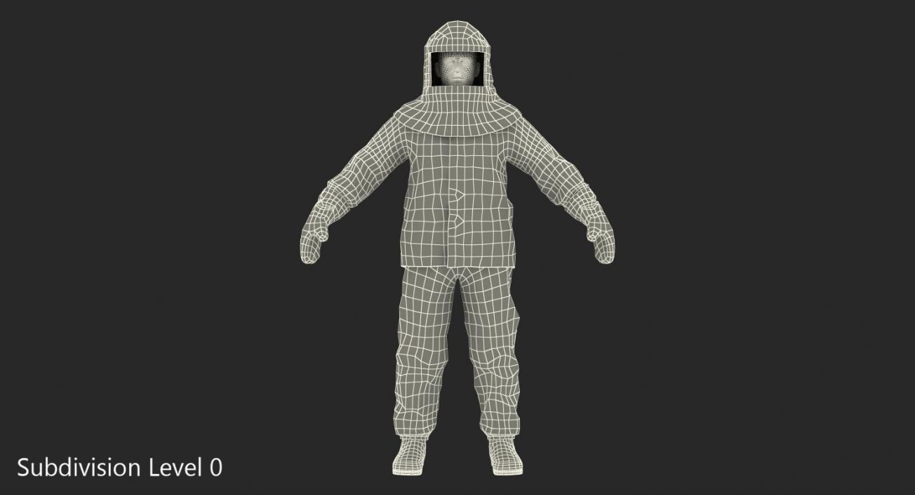 Firefighter Wearing Aluminized Chemical Protective Suit Rigged 3D