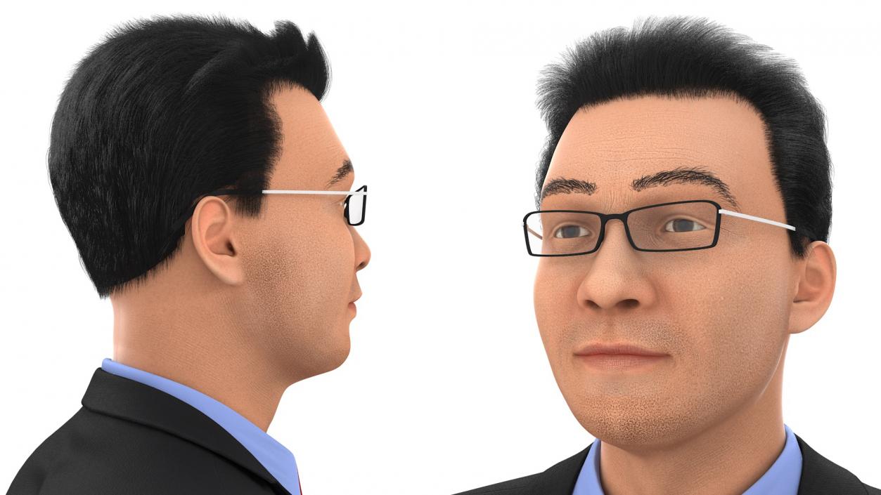 3D model Asian Business Leader with Hair Fur