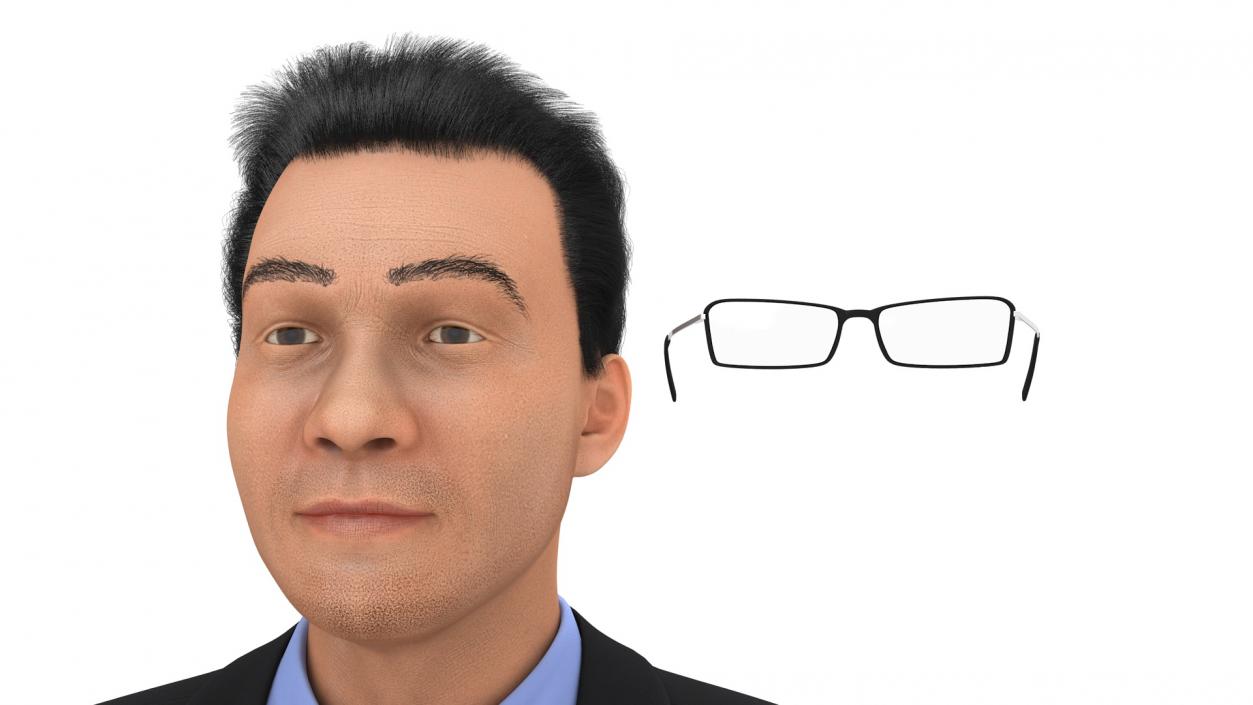 3D model Asian Business Leader with Hair Fur