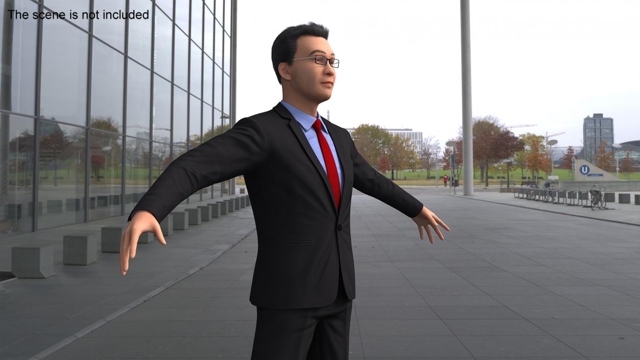 3D model Asian Business Leader with Hair Fur