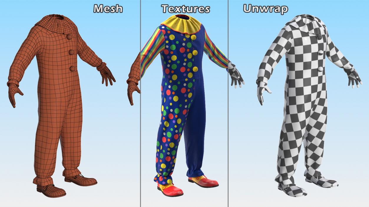 Carnival Clown Costume 3D