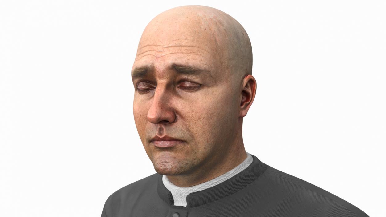 3D Catholic Priest Praying on His Knees