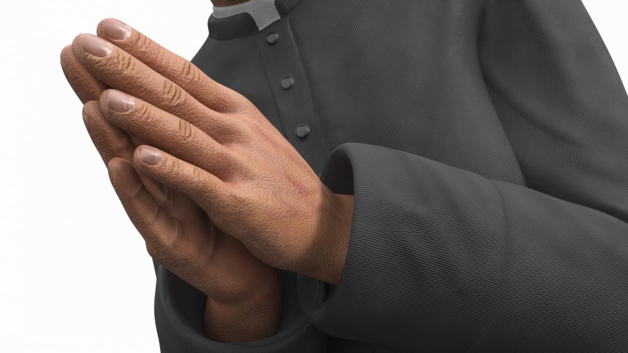 3D Catholic Priest Praying on His Knees