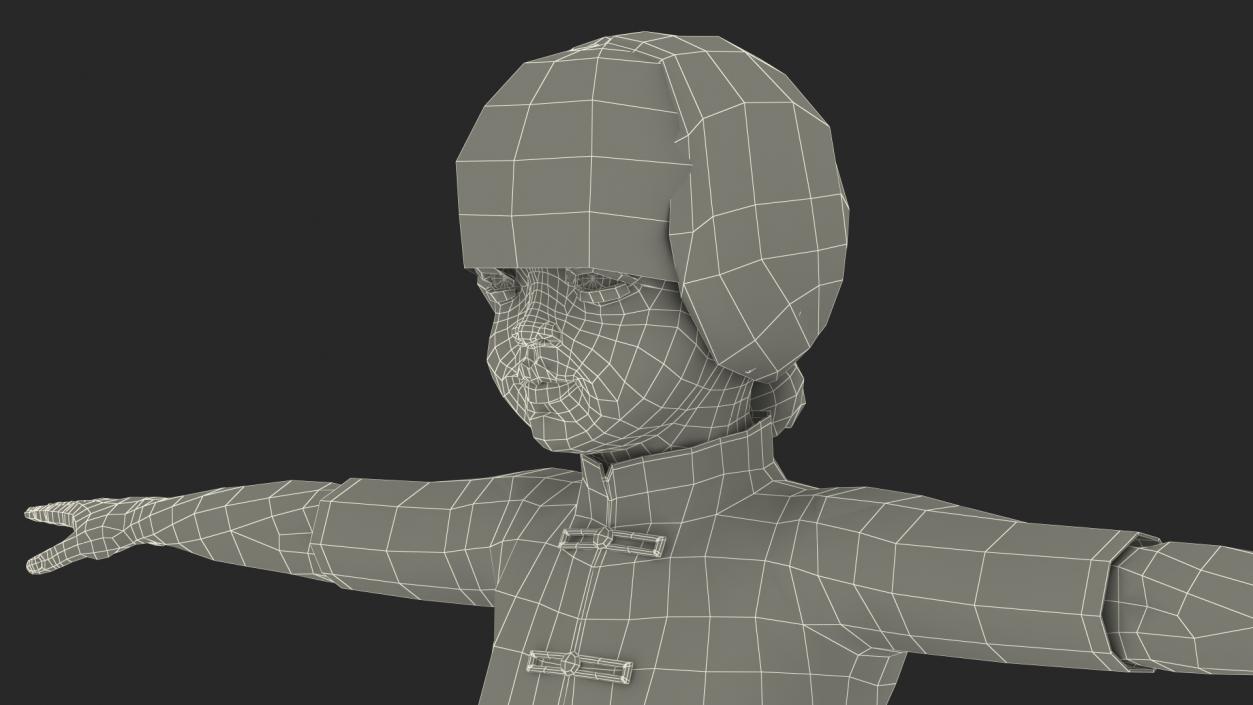 3D Asian Baby Girl in Kimono Rigged for Maya