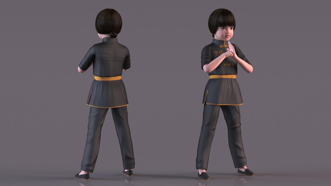 3D Asian Baby Girl in Kimono Rigged for Maya