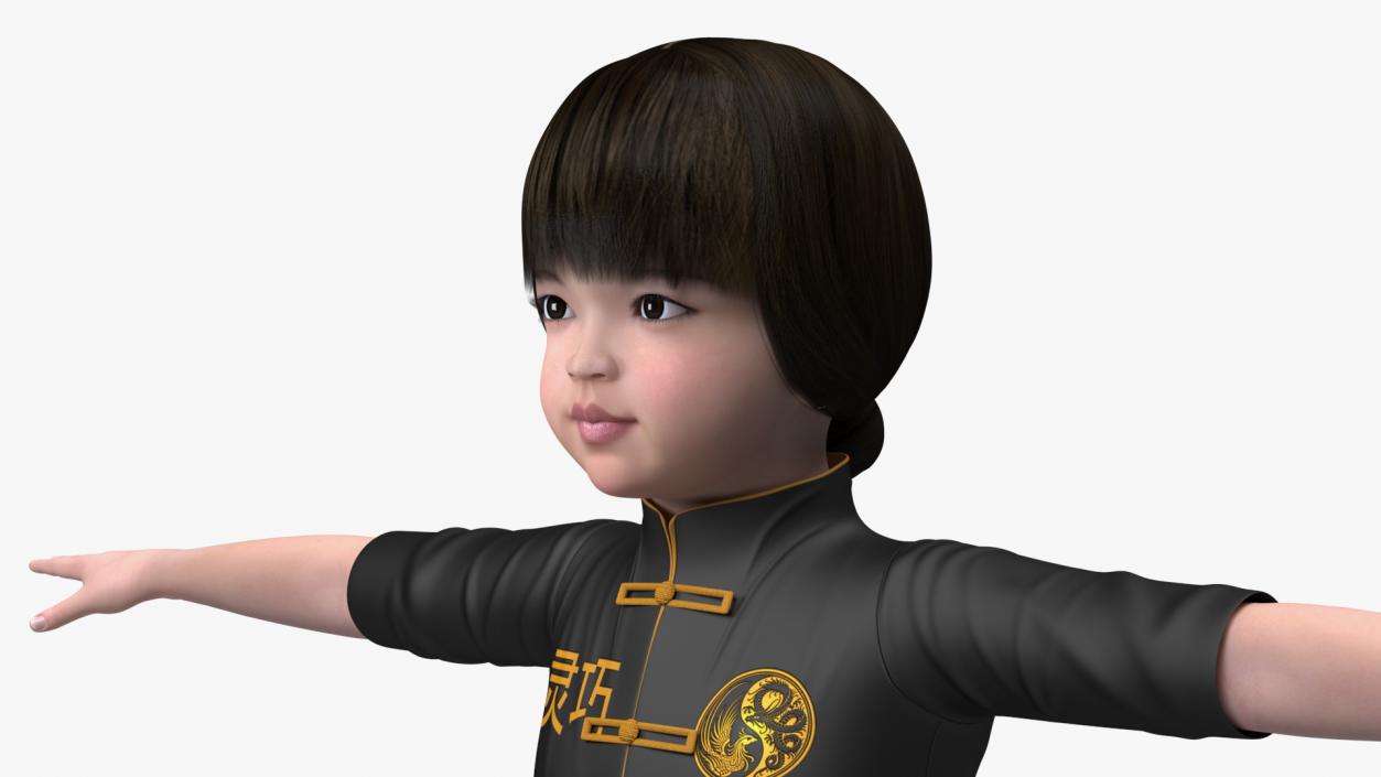 3D Asian Baby Girl in Kimono Rigged for Maya