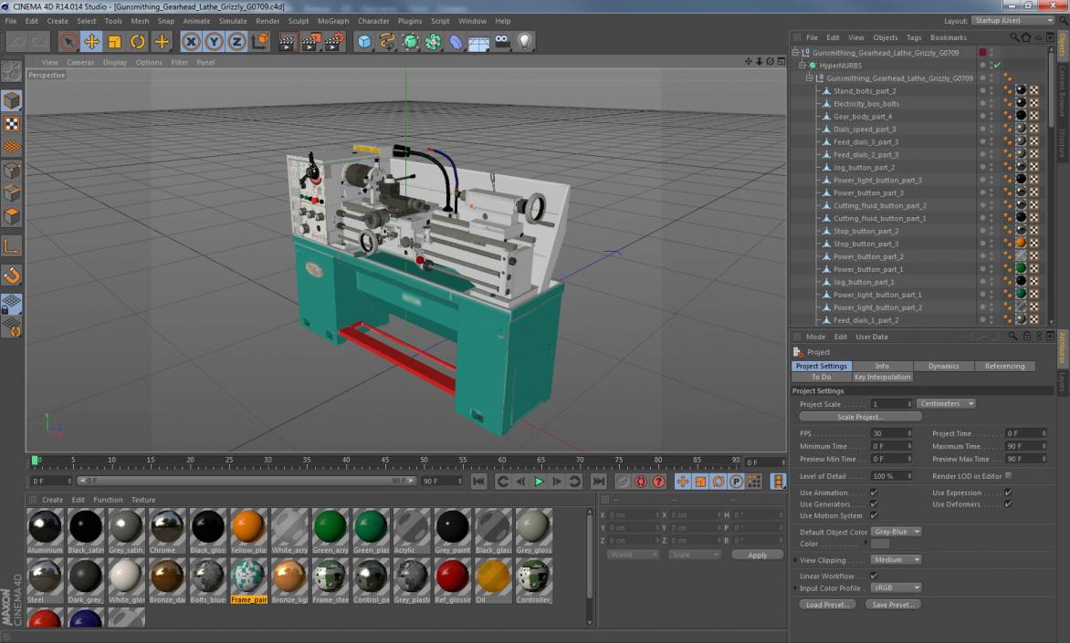 3D model Gunsmithing Gearhead Lathe Grizzly G0709