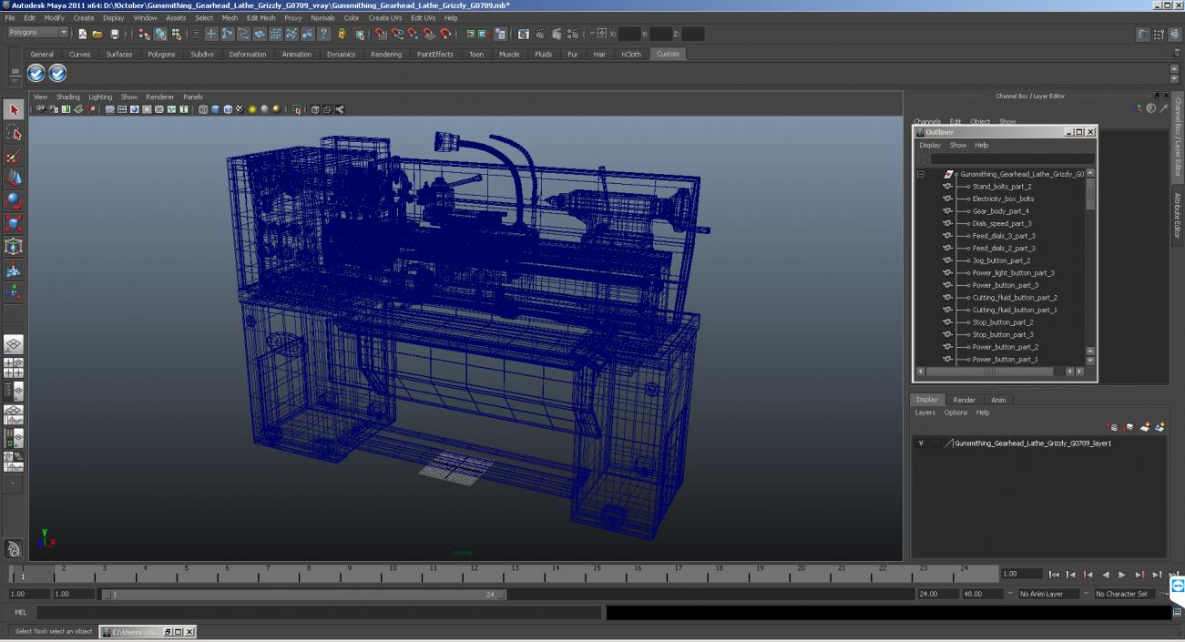 3D model Gunsmithing Gearhead Lathe Grizzly G0709