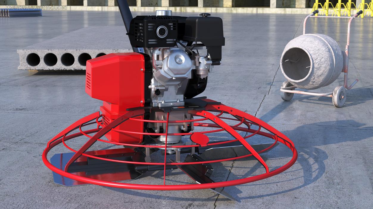 3D Concrete Power Trowel Machine Red model